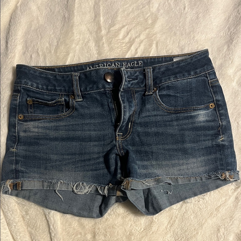 American Eagle Outfitters Dark Blue Jean Shorts - Picture 1 of 4